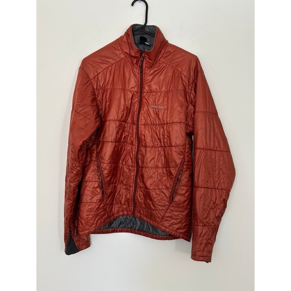 Mont-bell Womens Rust Orange Quilted Puffer Jacket Full Zip Size M Thermawrap